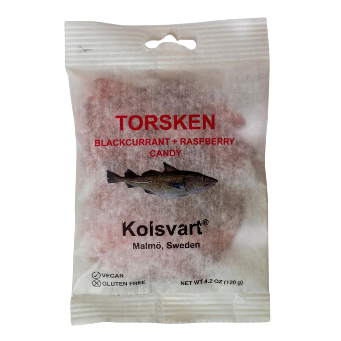 Kolsvart Blackcurrant & Raspberry Gummy Swedish Fish 4.2oz Bag (15 Pack)