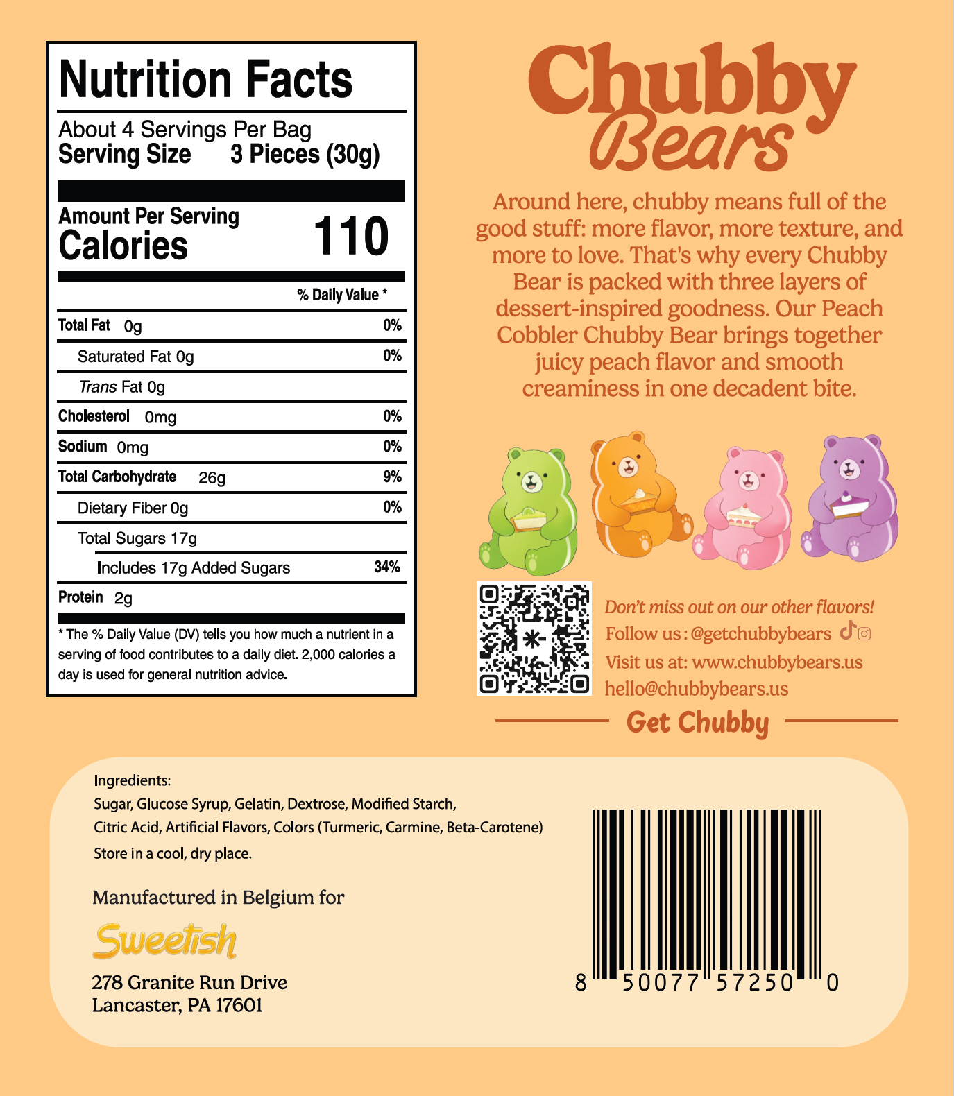 Chubby Bears: Peach Cobbler 4.2oz (8-pack)