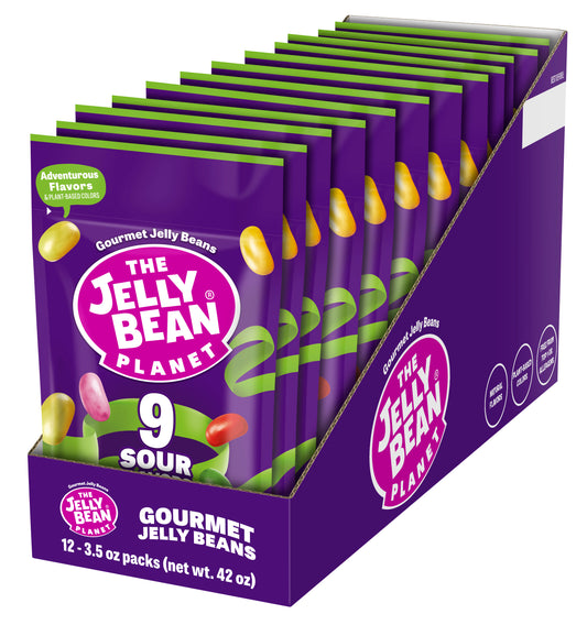 Jelly Bean Planet: 9 Sour Flavors 3.5oz (12 Pack)
