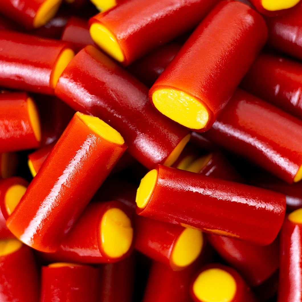 Toms Lemon Rhubarb Red Licorice Logs 6.6lbs
