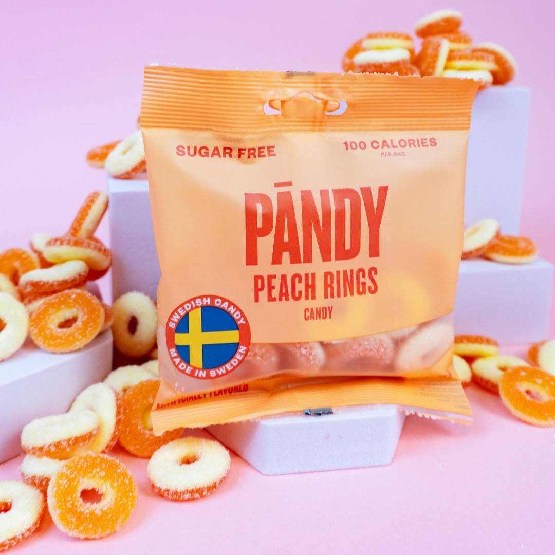 Pandy Swedish Candy Sweet Peach Rings 1.8oz (14 Pack)