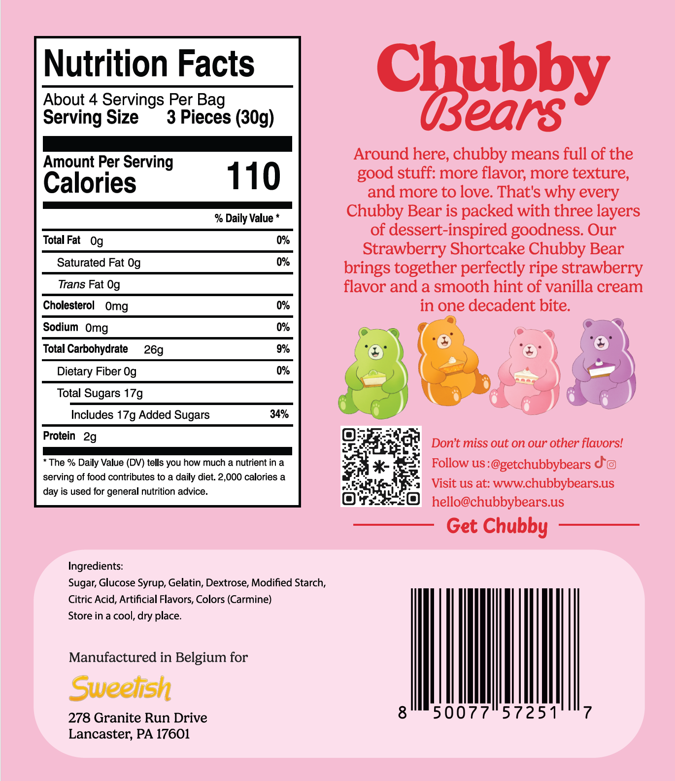 Chubby Bears: Strawberry Shortcake 4.2oz (8-pack)