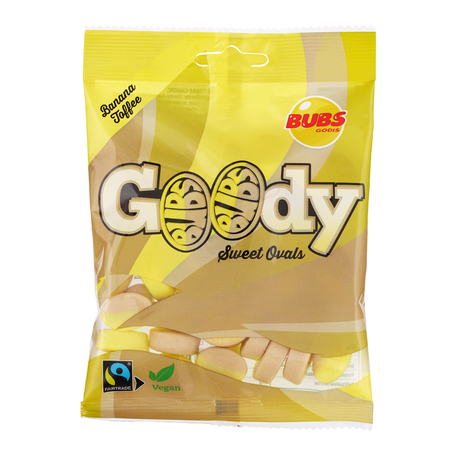 BUBS Goody Banana Toffee Ovals 90g (12 Pack)
